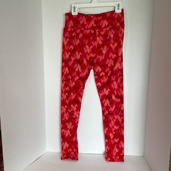 Lularoe red leggings with hearts size: one size - Picture 2 of 7